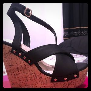 Black Wedge sandal